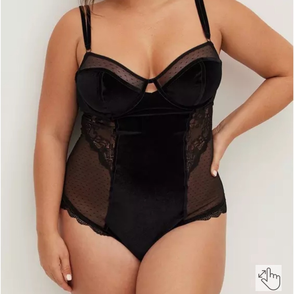 Velour And Lace Bodysuit - Picture 3 of 6